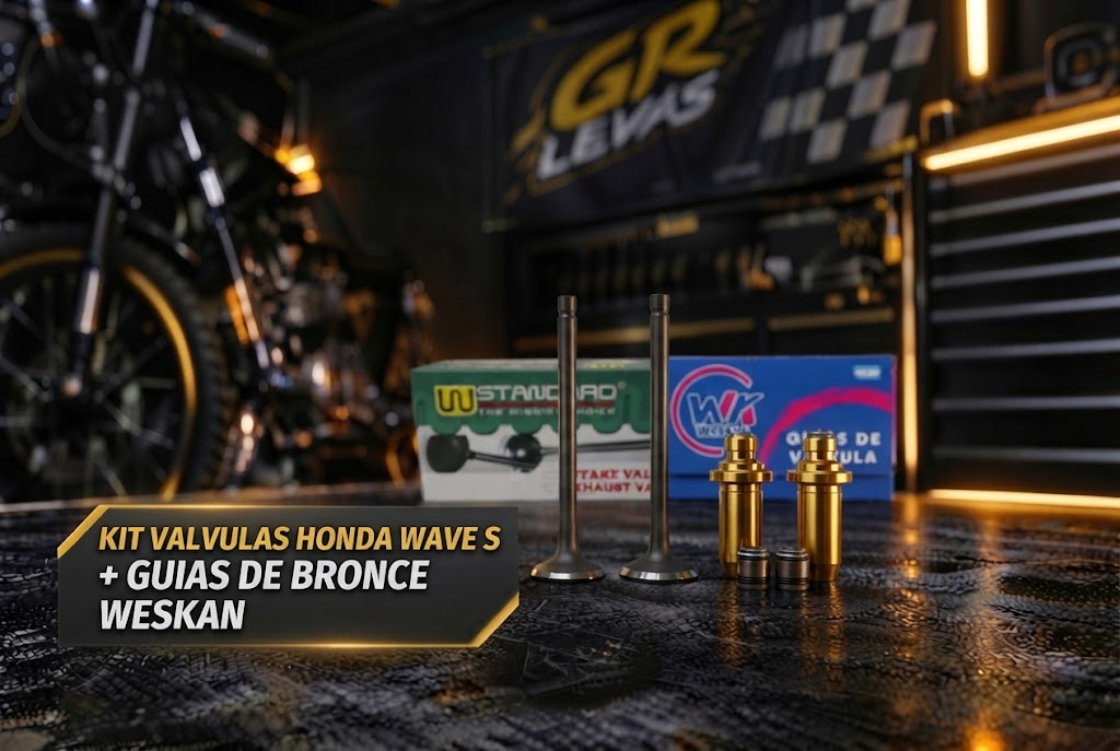KIT VALVULAS HONDA WAVE S + GUIAS DE BRONCE WESKAN